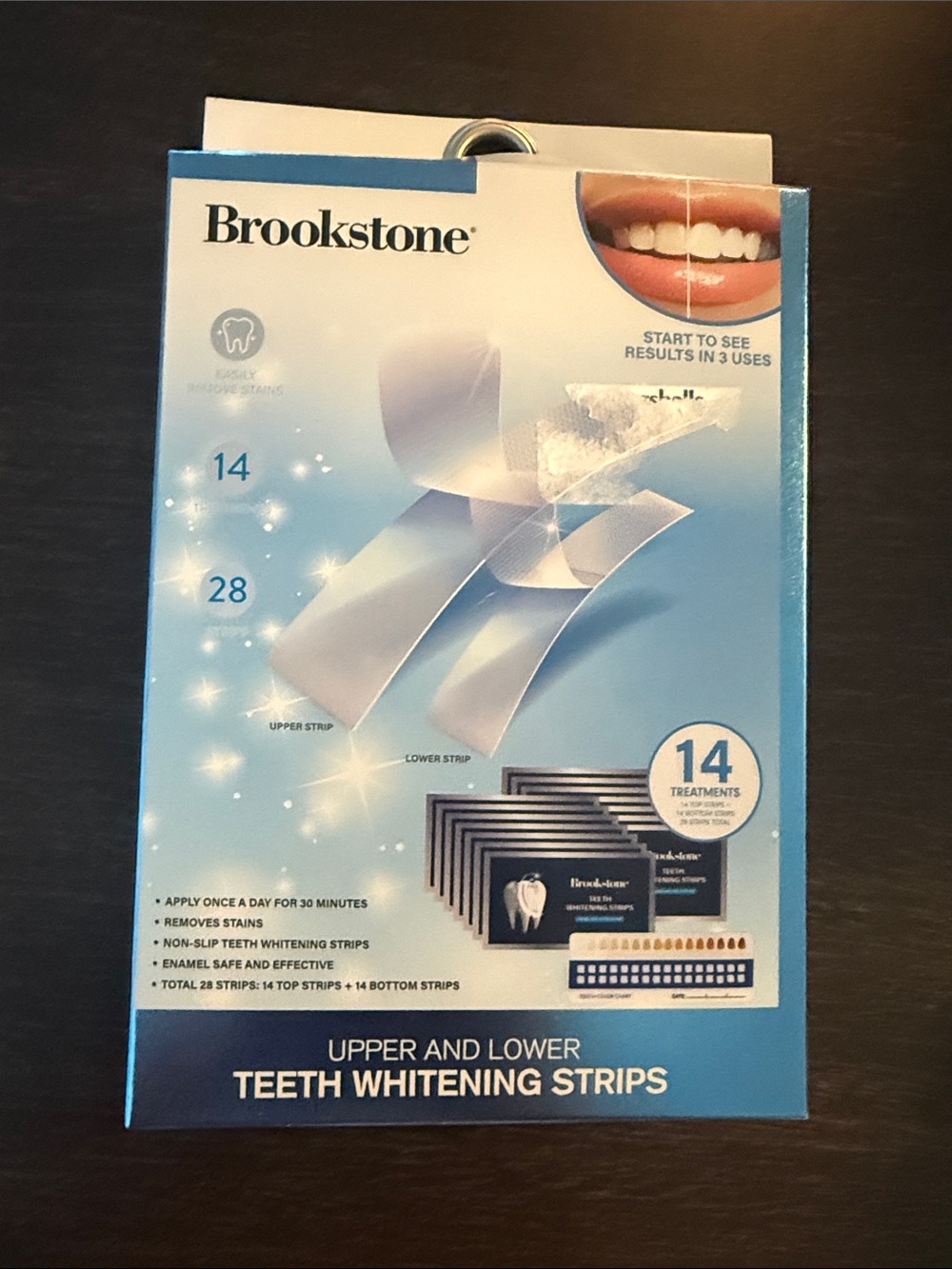 Brookstone Teeth Whitening Strips - Light Blue & White Packaging